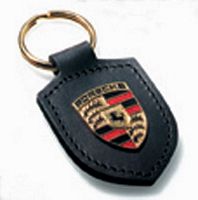 Porsche crest Keyring - black leather WAP 05009012