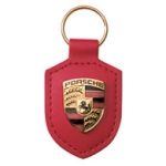 Porsche crest Keyring - red leather WAP 05009216